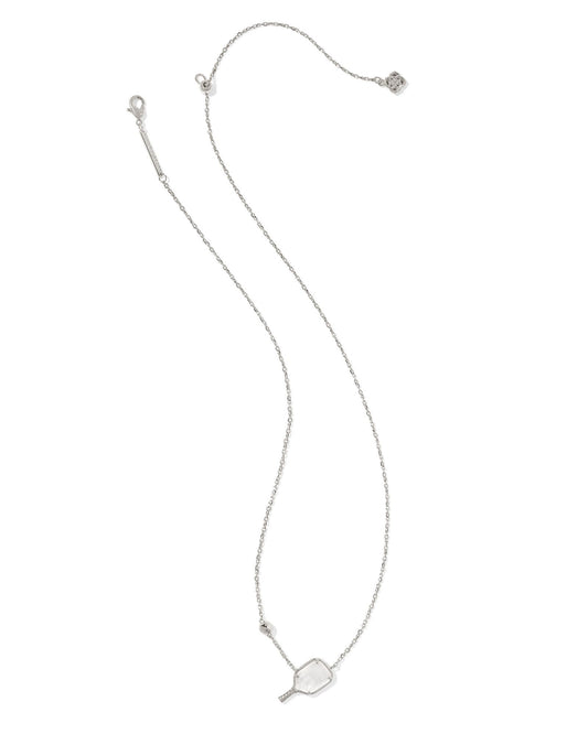 Pickelball Short Pendant Necklace Silver Ivory Mother of Pearl - Southern Belle Boutique