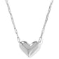 Ari Heart Statement Short Pendant Necklace - Silver Ivory Mother Of Pearl