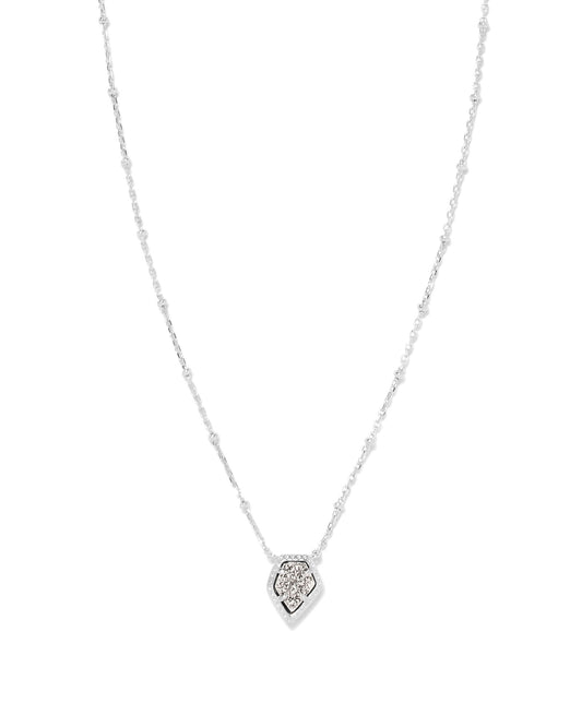 Framed Tess Satellite Short Pendant Necklace - Silver Platinum Drusy - Southern Belle Boutique