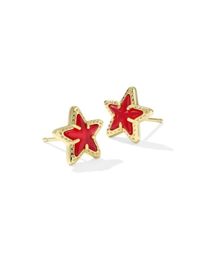 Cassidy Stud Earrings - Gold Red Illusion