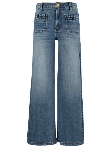 Maya High Rise Wide Leg Patch Jean - Affection - Southern Belle Boutique