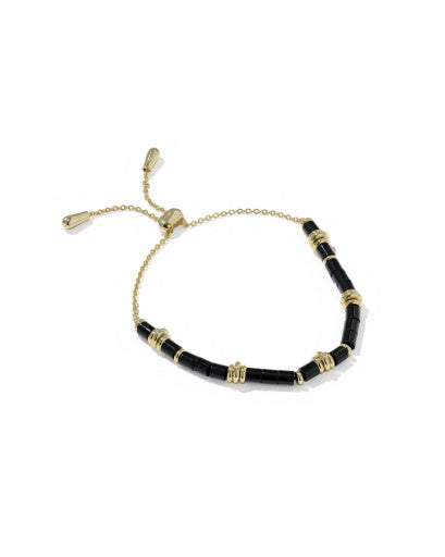 Bree Beaded Delicate Chain Bracelet - Gold Black Agate - Southern Belle Boutique