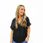 Black Whipstitch Drop Shoulder Blouse