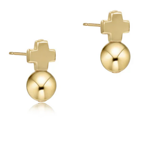 Signature Cross Gold Stud Earrings - Southern Belle Boutique