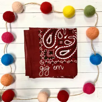 Gig'em Embroidered Bandana