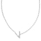 Pearl Initial V Short Pendant Necklace - Silver - Southern Belle Boutique