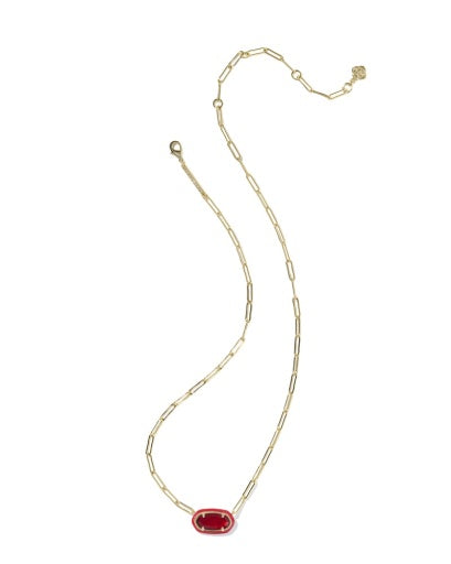 Elisa Enamel Frame Paperclip Necklace - Gold Red Illusion