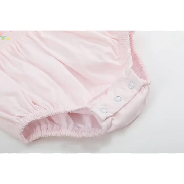 Pink Petal Collared Smocked Bubble Romper - Southern Belle Boutique