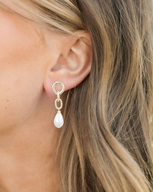 Allure Pearl Drop Earrings - Gold Pearl