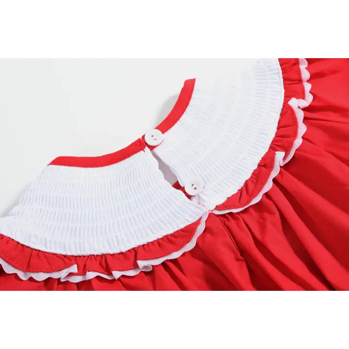 Red Santa Smocked Ruffle Romper