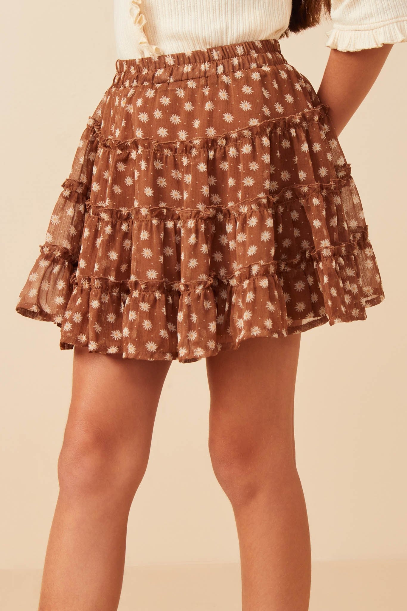 Brown Ditsy Floral Skirt