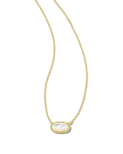Grayson Stone Pendant Necklace - Gold Ivory Mother Of Pearl - Southern Belle Boutique