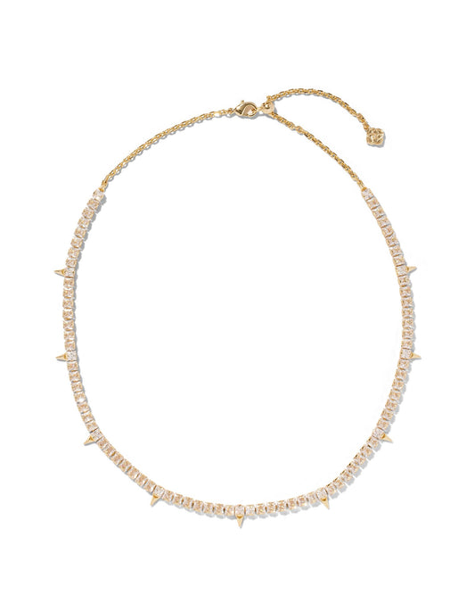 Jacqueline Tennis Necklace Gold White Crystal - Southern Belle Boutique