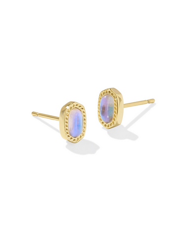 Mini Ellie Stud Earrings - Gold Dichroic Glass