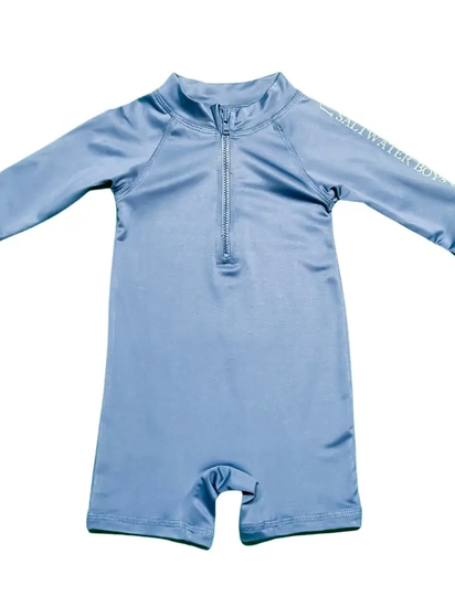 Tybee Rashguard Romper Upf 50+ Blue - Southern Belle Boutique