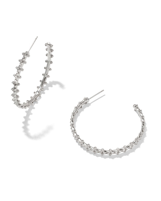 Jada Hoop Earrings Silver White Crystal - Southern Belle Boutique
