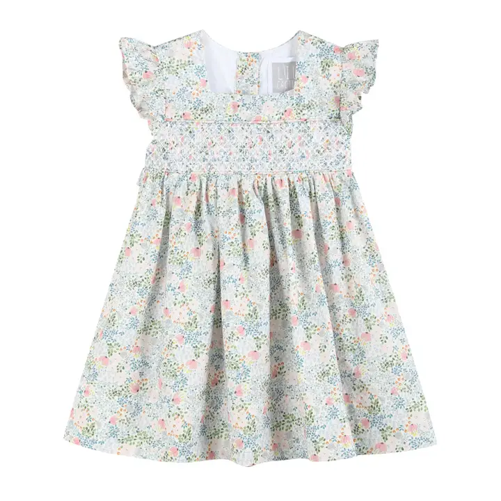 Pink Floral Print Smocked Flutter Dress - Southern Belle Boutique