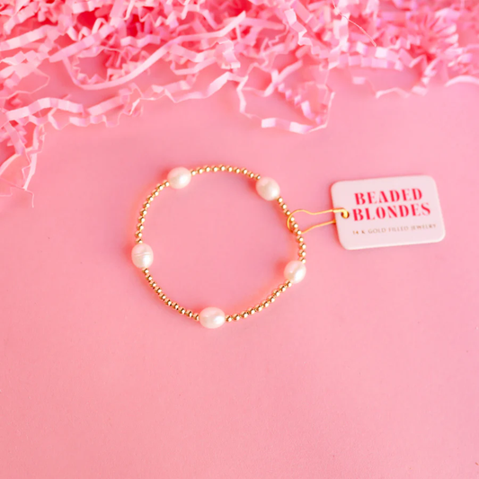 Pearl Poppi Bracelet - Gold 6.75"