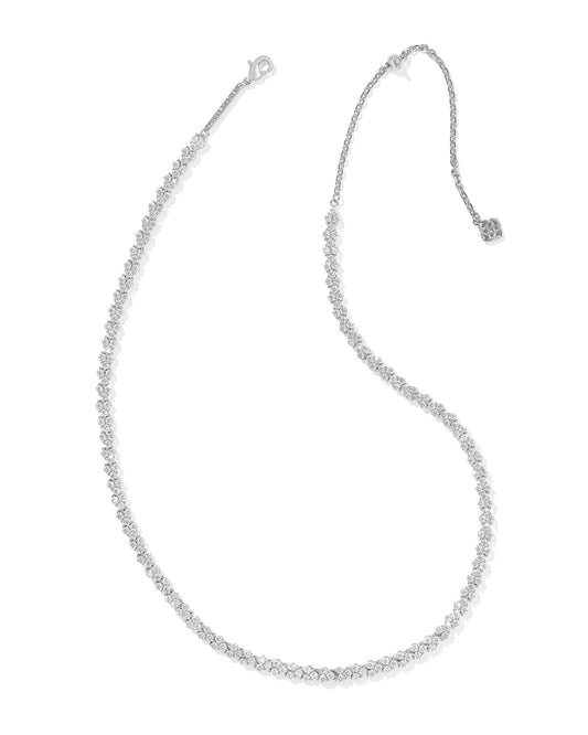 Emery Tennis Necklace - Silver White Crystal