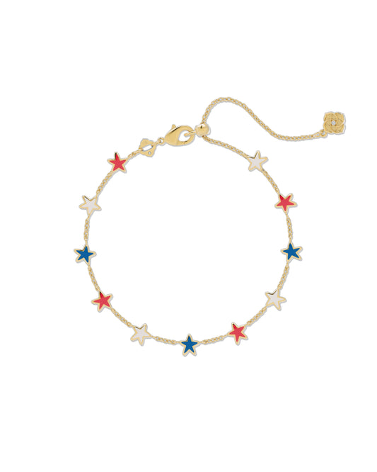 Sierra Star Delicate Chain BraceletGold Red White Blue Mix - Southern Belle Boutique