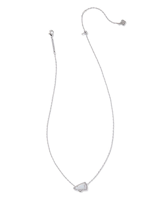 Cheer Short Pendant Necklace Silver White Mother Of Pearl - Southern Belle Boutique