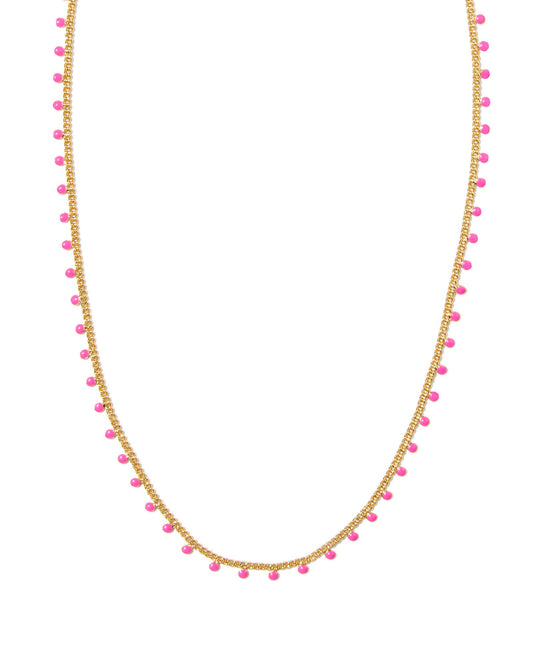 Kelsey Strand Necklace Gold Pink Enamel - Southern Belle Boutique