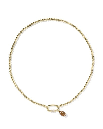 Football Metal Strand Necklace - Gold White Cz
