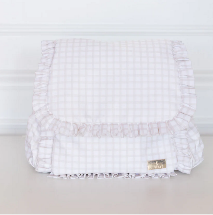 Plaid Ruffled Nylon Diaper Bag - Nude