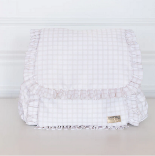 Plaid Ruffled Nylon Diaper Bag - Nude