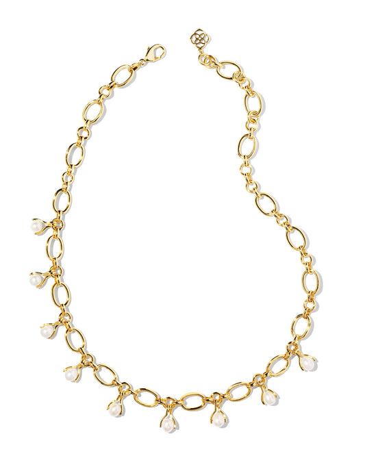 Ashton Pearl Chain Necklace Gold - Southern Belle Boutique