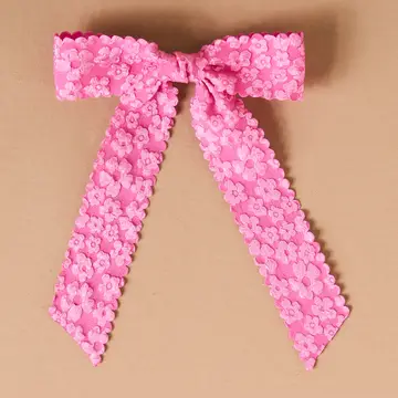 Flower Scallop Hair Bow-Hot Pink - Southern Belle Boutique
