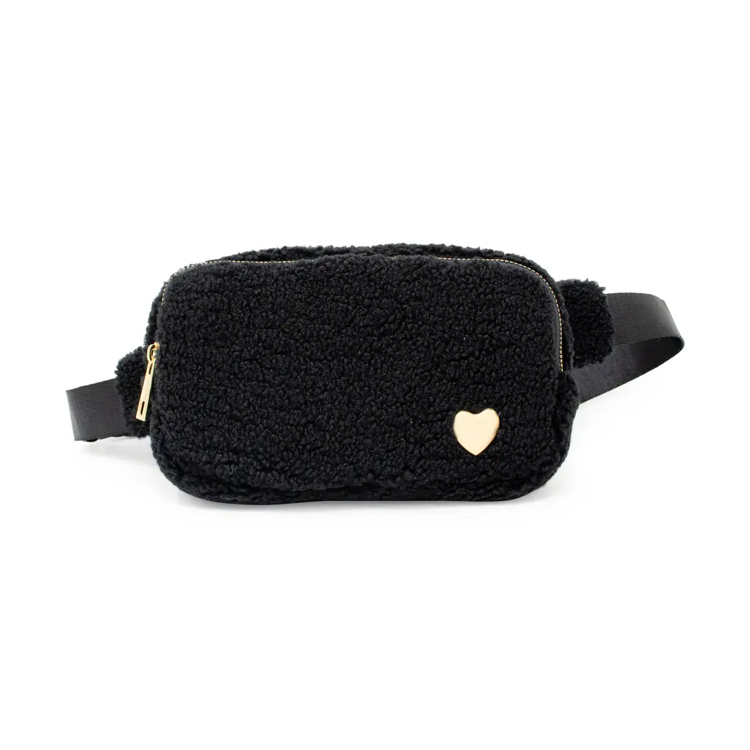 Fuzzy Crossbody Sling Bag w/Hearts (Youth) - Southern Belle Boutique