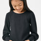 Black Textured Rib Exaggerated Cuff Knit Top