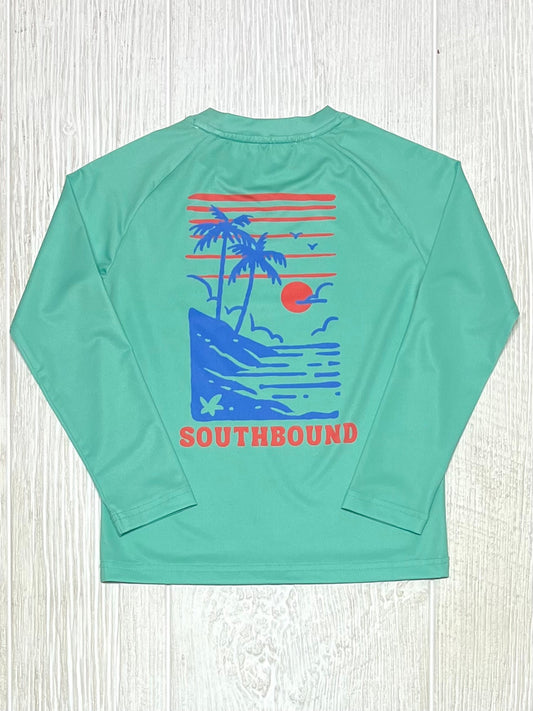 Teal LS Performance Tee - Palms - Southern Belle Boutique