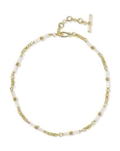Bree Beaded Link And Chain Necklace - Gold Ivory Mother Of Pearl - Southern Belle Boutique