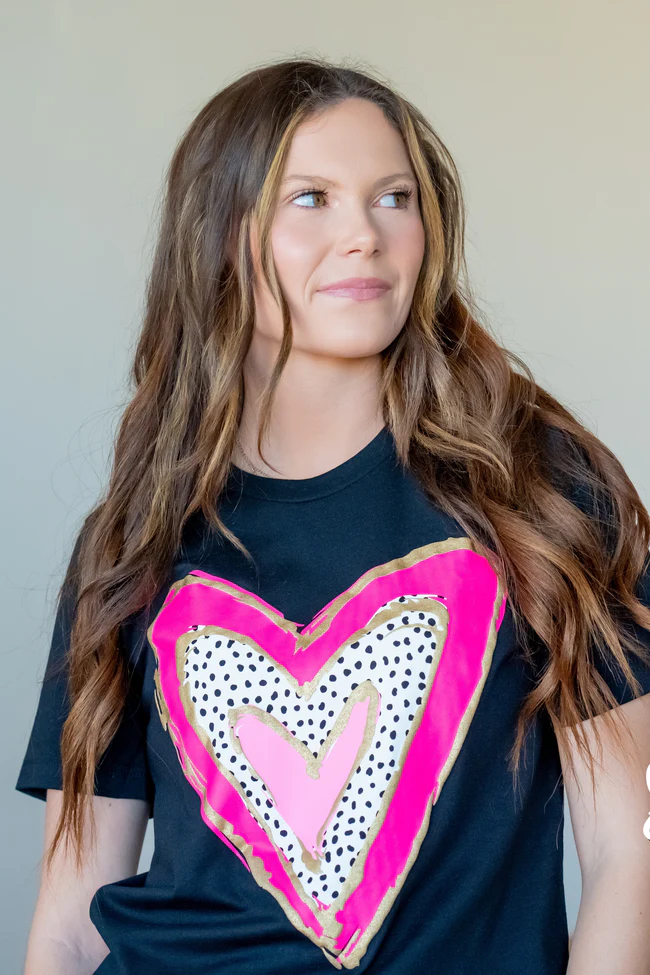 Pink Gold Heart SS Tee