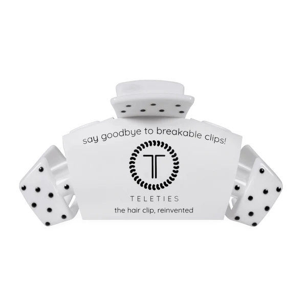 Classic Large Claw Clip - White Polka Dot Party