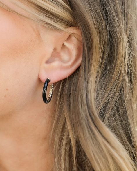 Eclipse Hoop Earrings - Black Gold