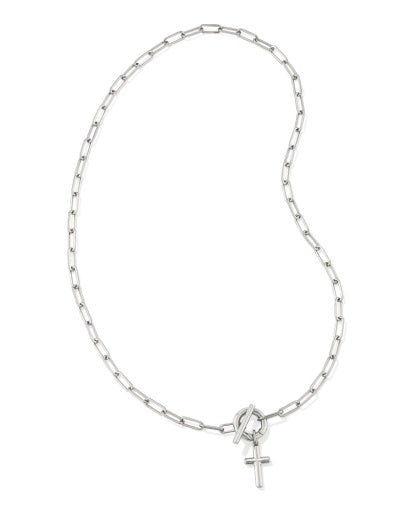 Cross Link and Chain Necklace - Silver