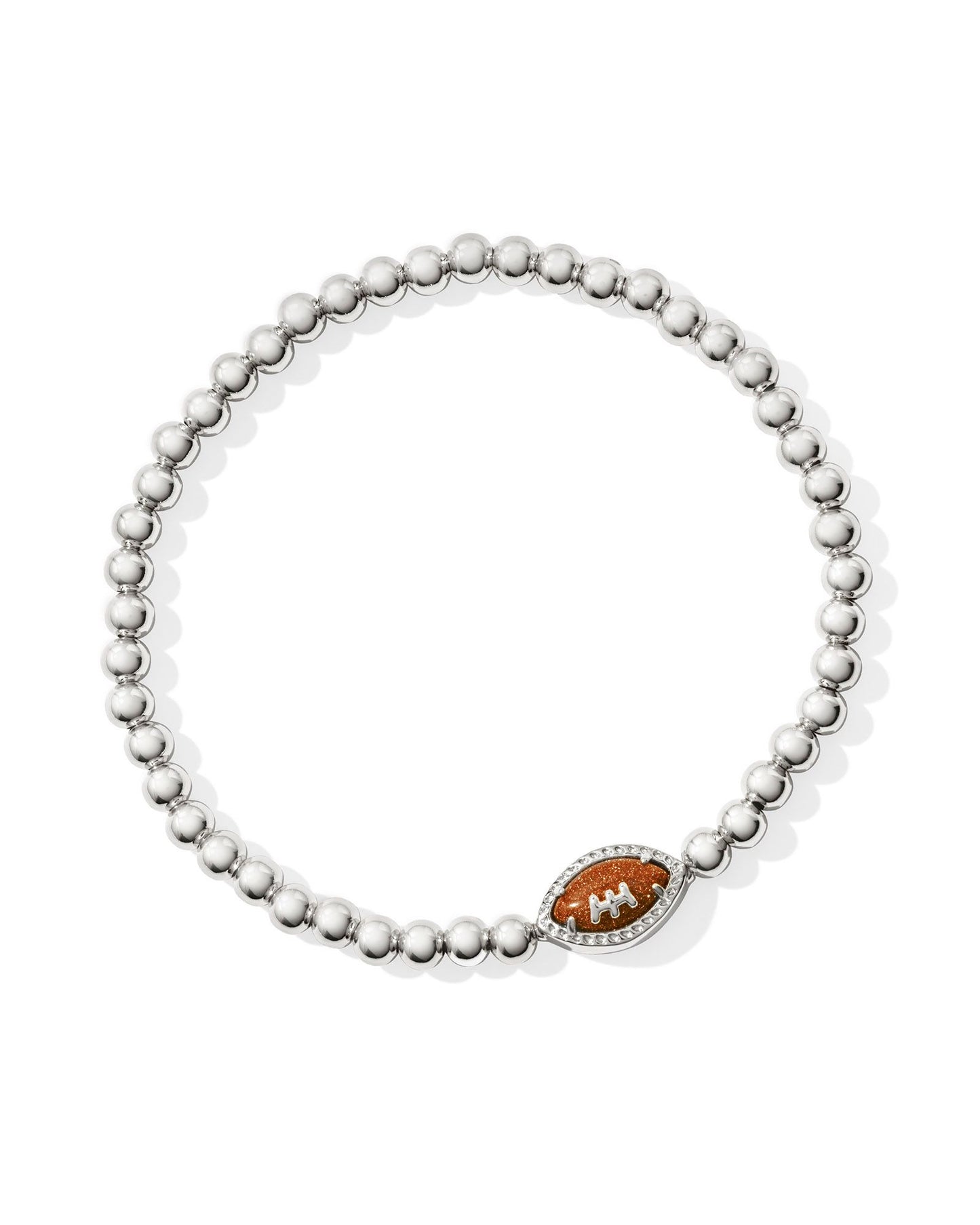 Football Stretch Bracelet Silver Orange Goldstone - Southern Belle Boutique