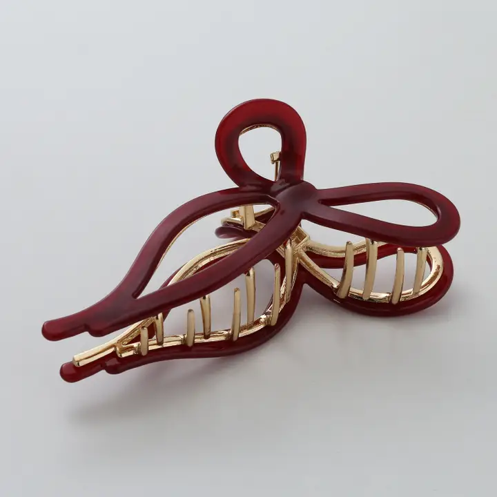 Sabrina Holiday Large Ribbon Metal Bow Claw Clip