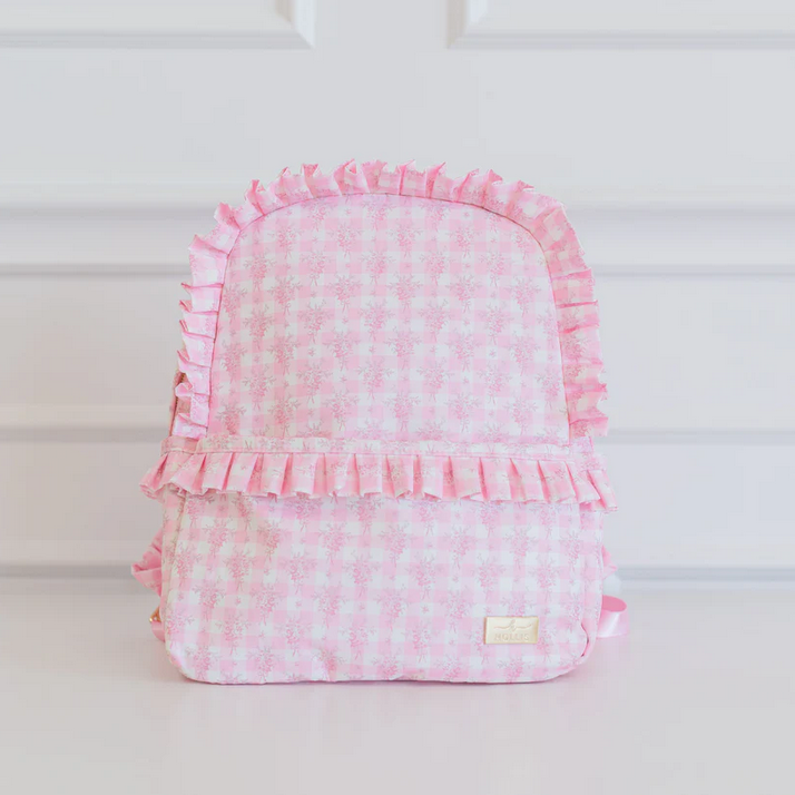 Ruffle Nylon Backpack - Pink Floral