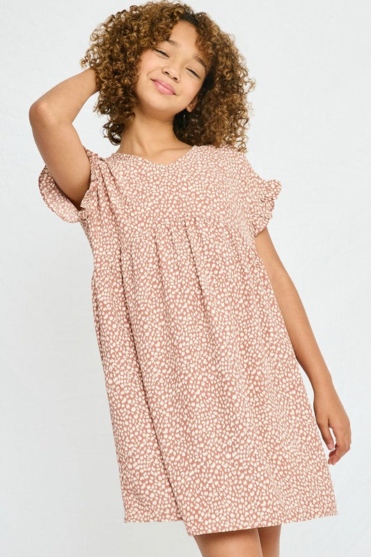 Girls Dotted V Neck Gathered Tunic - Southern Belle Boutique