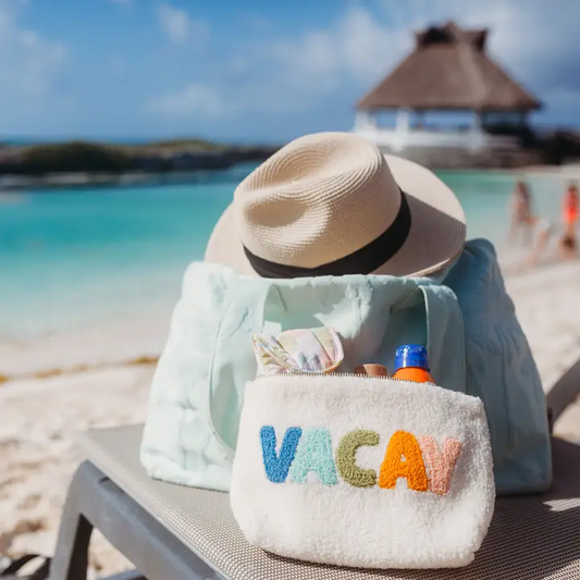 Cream Teddy Pouch - Vacay - Southern Belle Boutique