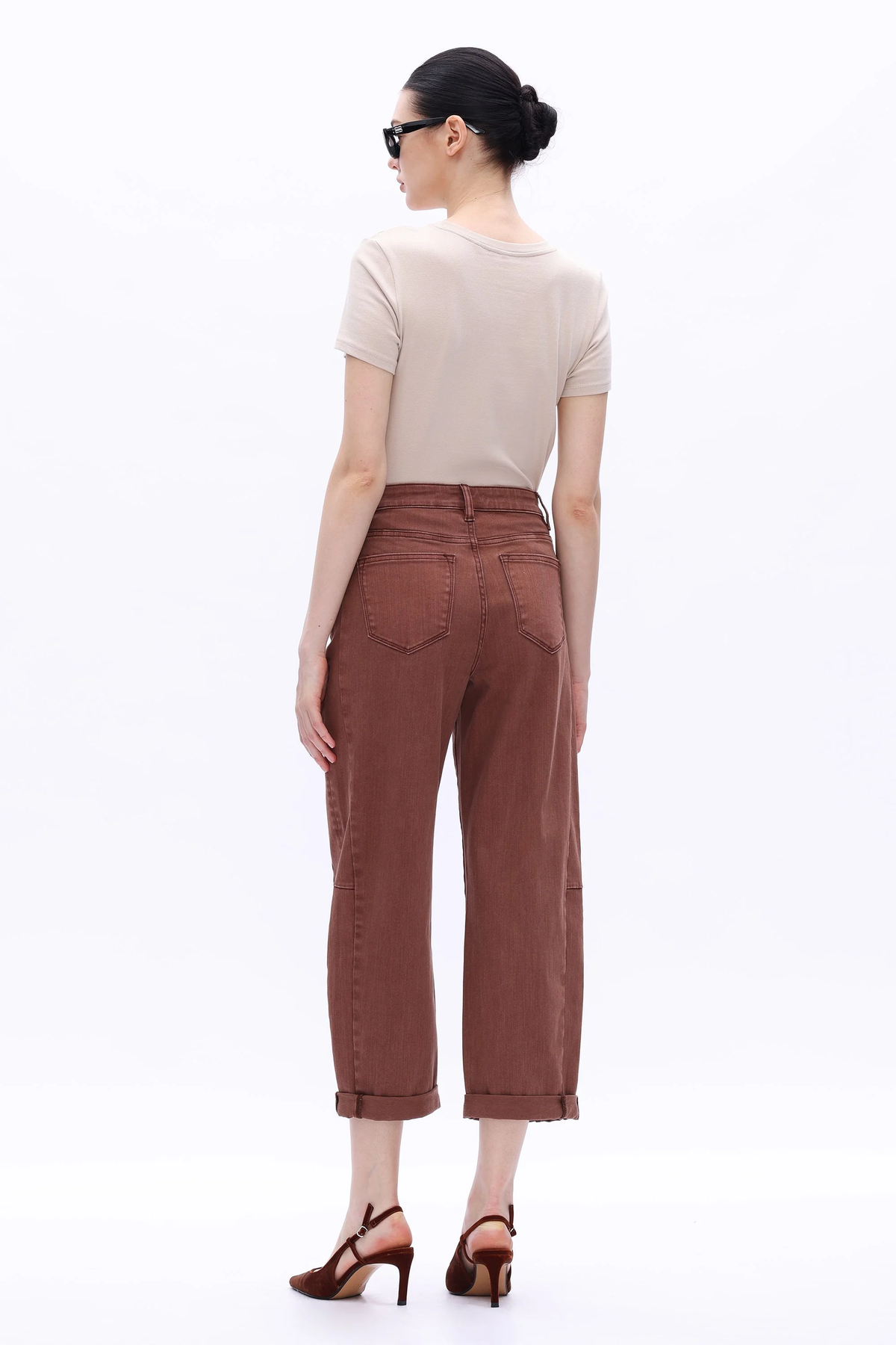 High Rise Cuffed Barrel Jean - Espresso - Southern Belle Boutique