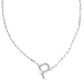 Pearl Initial P Short Pendant Necklace - Silver - Southern Belle Boutique