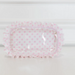 Ruffled Nylon Medium Clear Pouch - Pink Polka Stripe - Southern Belle Boutique