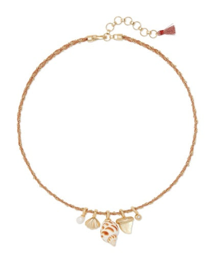Oleana Charm Necklace Gold Iridescent Abalone - Southern Belle Boutique