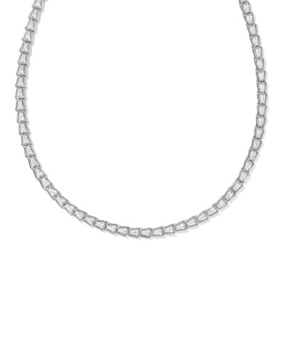 Bella Tennis Necklace Silver White Cz