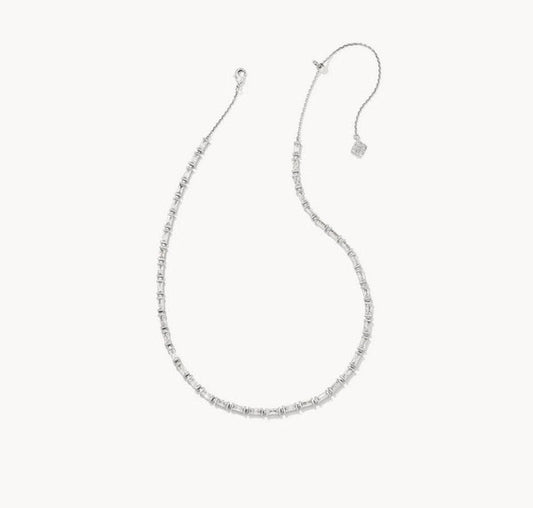 Juliette Silver Strand Necklace in White Crystal - Southern Belle Boutique